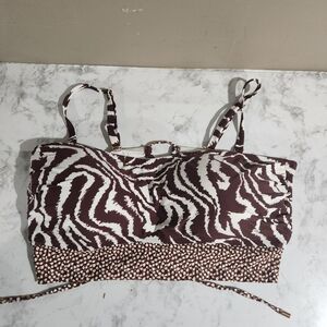 NWT La Blanca Swim Top Print Brown And White Size 20W